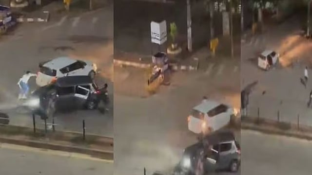 Dramatic Footage Of Group Fight On Road In Karnataka