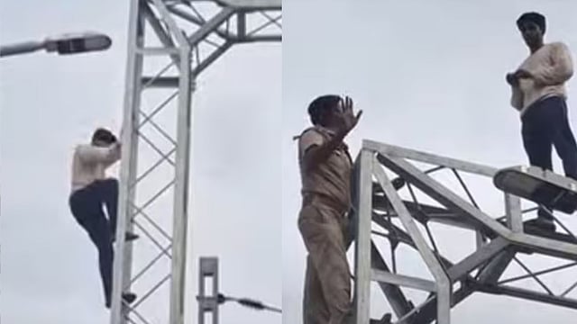 കേസ് പിന്‍വലിക്കണം; വൈദ്യുതി ടവറിന് മുകളില്‍ കയറി യുവാവിന്റെ ആത്മഹത്യാഭീഷണി