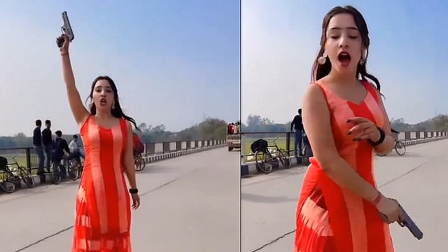 നടുറോഡില്‍ തോക്ക് കാട്ടി യൂട്യൂബറുടെ പ്രകടനം; പണി കൊടുത്ത് പൊലീസ്, വിഡിയോ