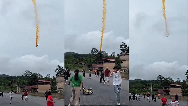 ചൈനയില് പറന്നുയര്ന്ന റോക്കറ്റ് നേരേ താഴേക്ക്; ചിതറിയോടി നാട്ടുകാര്, വിഡിയോ