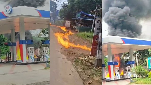 A fire broke out at a ptrol pump at cheruthuruthi