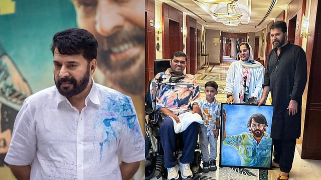 ശരീരം തളർന്ന ആരാധകൻ ചുണ്ടുകൊണ്ട് വരച്ച് സമ്മാനിച്ചത്; ജസ്ഫർ ഡിസൈൻ ചെയ്ത ഷർട്ടണിഞ്ഞ് മമ്മൂട്ടി