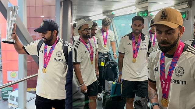 'വിശ്വ വിജയികള്‍ക്ക് ഹൃദയാഭിവാദ്യങ്ങൾ'- ടീം ഇന്ത്യ ജന്മനാട്ടിൽ, ഉജ്ജ്വല വരവേൽപ്പ് (വീഡിയോ)