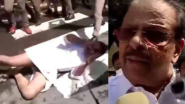 പരിക്കേറ്റ അബിൻ വർക്കി, കെ സുധാകരൻ