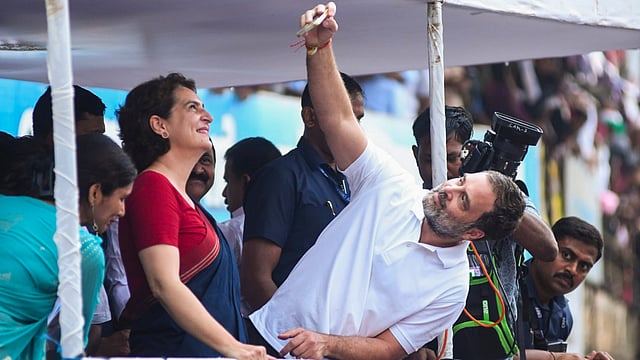 Priyanka Gandhi Vadra during a roadshow for Wayanad Lok Sabha seat by-poll