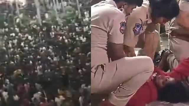 സ്ത്രീക്ക് പൊലീസുകാർ സിപിആർ നൽകുന്നു