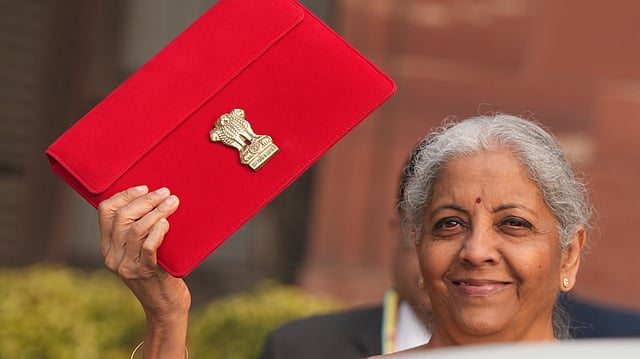 Nirmala Sitharaman outside the Finance Ministry ahead of the presentation of the Union Budget