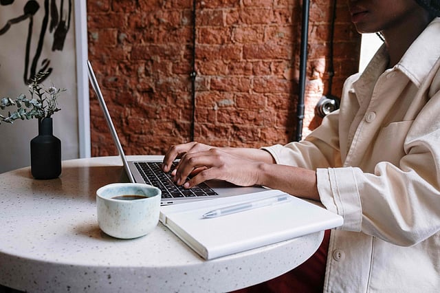 woman using laptop