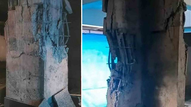 Pillar of a flat complex collapses in Kochi