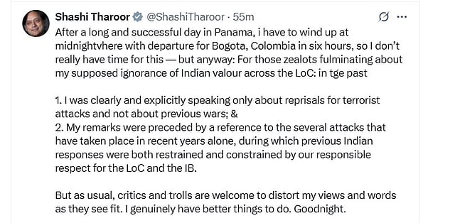 Tharoor's post