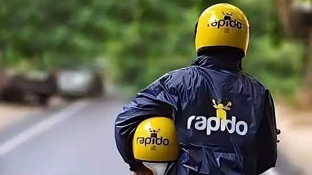 Rapido bike driver with helmet