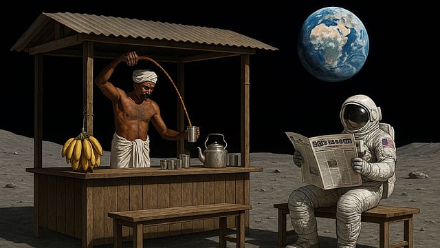 Tea shop in moon Chat Gpt image