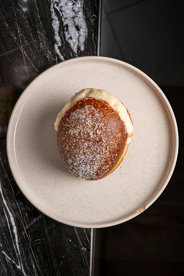Close-up of Sugary Brioche Doughnut on Plate