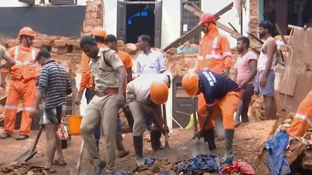 Two-storey building collapses in Kodakara; three workers trapped, rescue operation underway
