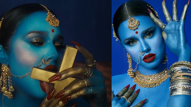 കാളീദേവിയുടെ വേഷം, കയ്യിൽ കുരിശ്; വിമർശനങ്ങൾ നിറഞ്ഞ് ‘ട്രൂ ബ്ലൂ‘ ആൽബം