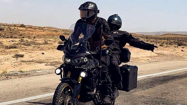 Mafooz and Waseem on a bike ride from the UAE to Kannur