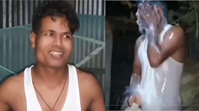 വിവാഹ മോചനം നേടിയതിന്റെ സന്തോഷം, പാലില് കുളിച്ച് ആഘോഷമാക്കി യുവാവ്, വിഡിയോ
