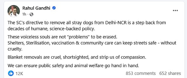 Rahul Gandhi's post
