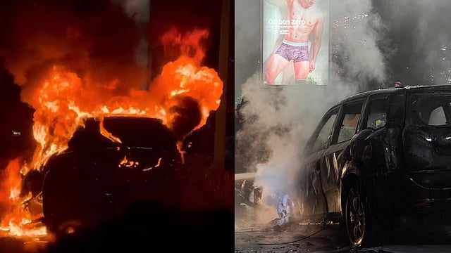 കൊച്ചിയില്‍ ഓടിക്കൊണ്ടിരിക്കെ കാര്‍ കത്തിനശിച്ചു; ഡ്രൈവര്‍ തലനാരിഴയ്ക്ക് രക്ഷപ്പെട്ടു; വിഡിയോ