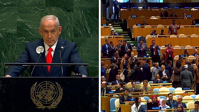 Delegates walk out on Netanyahu speech at UN General Assembly