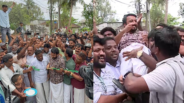 പാലക്കാട് റോഡ് ഉദ്ഘാടനത്തിനെത്തിയ രാഹുല്‍ മാങ്കൂട്ടത്തിലിനെതിരെ പ്രതിഷേധം; ചുമലിലേറ്റി ലീഗ്, കോണ്‍ഗ്രസ് പ്രവര്‍ത്തകര്‍