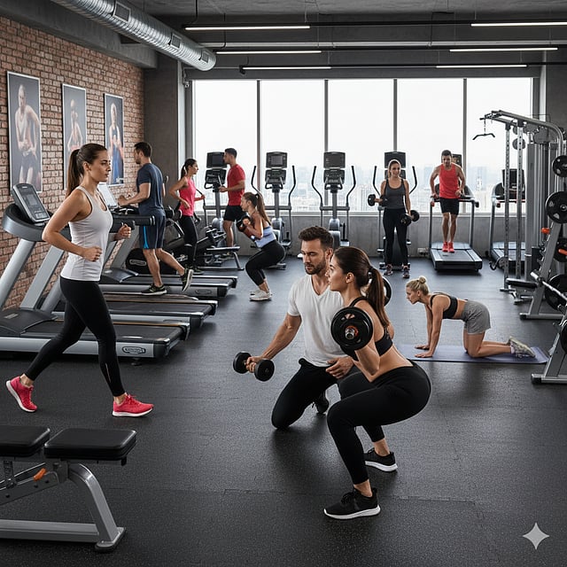 man and woman workout at gym