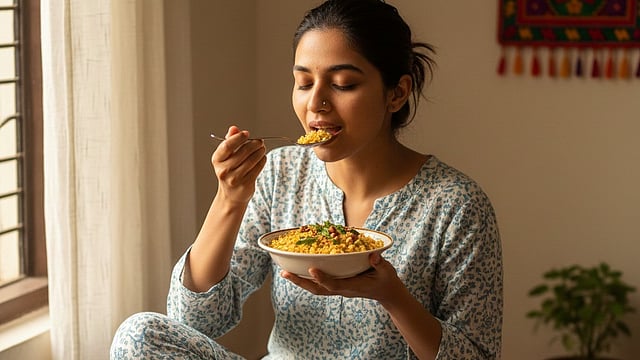 Woman eating food