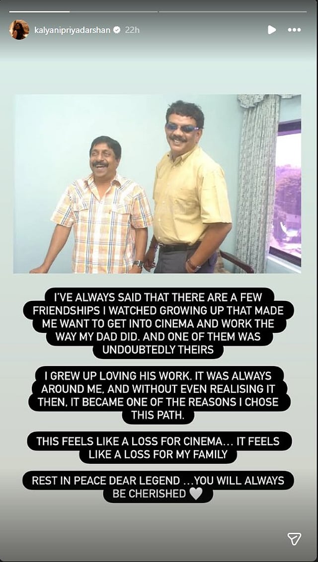 കല്യാണിയുടെ ഇൻസ്റ്റഗ്രാം സ്റ്റോറി