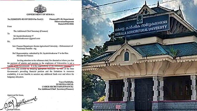 'ശമ്പളവും പെന്ഷനും സര്ക്കാരിന്റെ ബാധ്യതയല്ല'; സ്വന്തം നിലയില് ഫണ്ട് കണ്ടെത്തണം; കാര്ഷിക സര്വകലാശാലയോട് ധനവകുപ്പ്