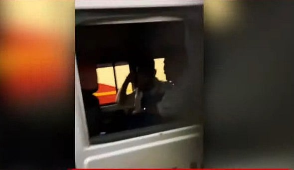 Police officer attempts to drive away KSRTC bus