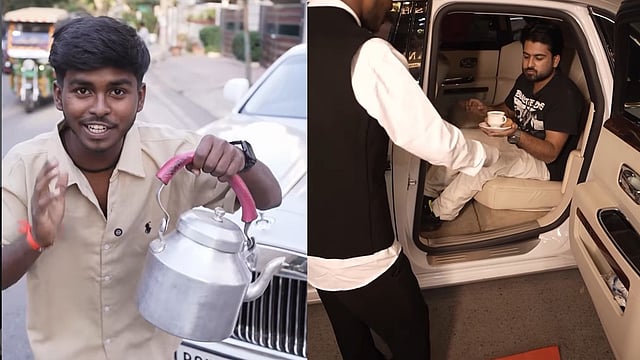 A unique business experiment involving a luxury vehicle as a tea stall