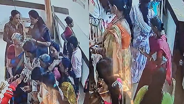 ക്ഷേത്രോത്സവത്തിനിടെ മാല പൊട്ടിച്ചോടി; സ്ത്രീകളെ കൈയോടെ പിടികൂടി നാട്ടുകാര്‍- വിഡിയോ 