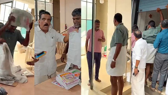 'ഇറങ്ങെടാ അവിടുന്ന്'... വ്യാപാരികളും പഞ്ചായത്ത്  മെമ്പറും ചേർന്ന് തമിഴ്നാട് സ്വദേശിയുടെ കച്ചവടം പൂട്ടിച്ചു; നാട് ഒന്നാകെ ഇറങ്ങി കട തുറപ്പിച്ചു (വിഡിയോ)