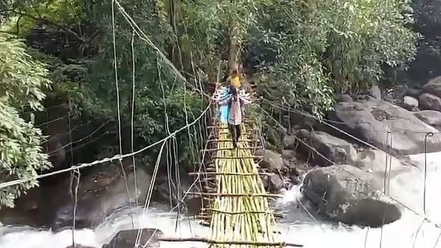 മാനം കറുത്താൽ മാങ്കുളത്തെ ഗോത്രവർഗ്ഗക്കാരുടെ നെഞ്ചിൽ തീ; പ്രളയത്തിൽ ഒലിച്ചുപോയ പാലത്തിന് പകരം ഇപ്പോഴും ഈറ്റപ്പാലം മാത്രം