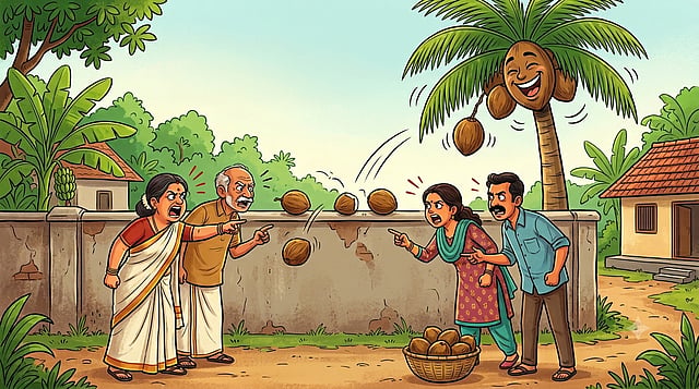 'നിന്നെപ്പോലെ നിന്റെ അയല്ക്കാരനേയും സ്നേഹിക്കുക, തെങ്ങിന് ചിരിക്കാന് കഴിയുമായിരുന്നെങ്കില് ഈ തര്ക്കം കണ്ട് ചിരിച്ചേനെ'; ഹര്ജിക്കാരനോട് ഹൈക്കോടതി