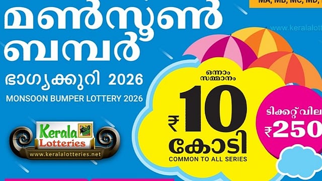 മണ്സൂണ് ബംപര്: 10 കോടി അടിച്ചത് കണ്ണൂരില് വിറ്റ ടിക്കറ്റിന്