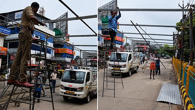 സോറി ഭരണം മാറിയത് അറിഞ്ഞില്ല! എൻജിഒ യൂണിയനായി നടുറോഡിൽ കെട്ടിയ പന്തൽ എസ്ഐ തന്നെ ഏണിയിൽ കയറി അഴിപ്പിച്ചു