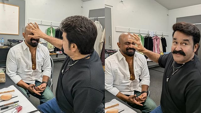 'ഇരിക്ക് മോനേ, ഞാൻ മേക്കപ്പ് ചെയ്തു തരാം'; ഷാജോണിന് മേക്കപ്പ് ചെയ്ത് മോഹൻലാൽ, വൈകാരിക കുറിപ്പുമായി നടൻ