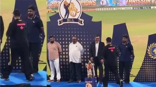 സഞ്ജുവും ശ്രീശാന്തും ഉടക്കിലോ? കൈ കൊടുക്കാതെ, മൈൻഡ് ചെയ്യാതെ താരങ്ങൾ (വിഡിയോ)