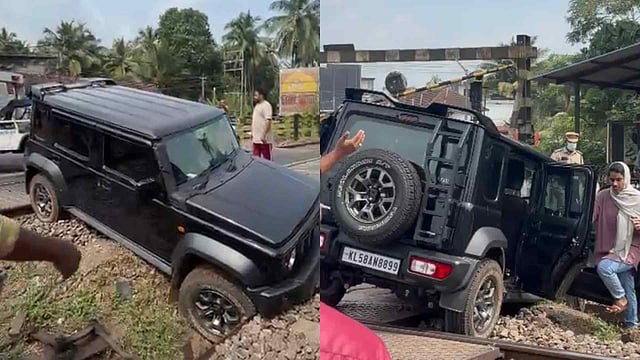 ലെവൽക്രോസ് അടയ്ക്കുന്നതിനിടെ ട്രാക്കിലേക്ക് കയറ്റിയ ജീപ്പ് കുടുങ്ങി: ഒഴിവായത് വൻ ദുരന്തം