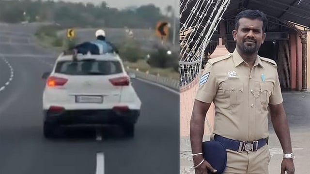 'വേല്‍മുരുകന്‍ ഡാ'! ചീറിപ്പാഞ്ഞ കാറിന് മുകളില്‍ 40 കിലോമീറ്റര്‍, സാഹസികമായി കള്ളക്കടത്തുകാരെ പിടിച്ച് കോണ്‍സ്റ്റബിള്‍ (വിഡിയോ)