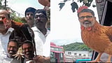 കോഴികളും കോഴിക്കോലവുമായി സുരേഷ് ബാബുവിനെതിരെ കോൺഗ്രസ് പ്രതിഷേധം