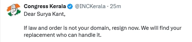 എക്സില് പങ്കുവച്ച കുറിപ്പ്