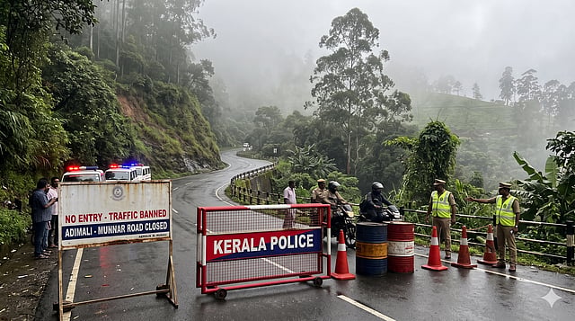 അടിമാലി–മൂന്നാർ ദേശീയപാതയിൽ വൻപാറ വീണു: ഗതാഗത  നിരോധനം; വാഹനങ്ങൾ വഴിതിരിച്ചുവിട്ടു