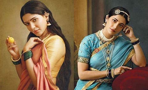രാജാരവിവര്‍മയുടെ സുന്ദരികളായി സാമന്തയും ശ്രുതി ഹാസനും; ഫോട്ടോഷൂട്ട് ചിത്രങ്ങള്‍ വൈറല്‍