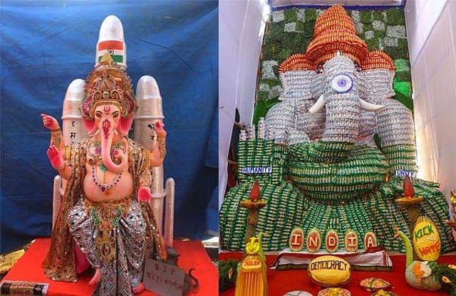 ഇന്ത്യയെ ആദരിച്ചുകൊണ്ട് ഭോപ്പലിലും ചെന്നൈയിലും ഒരുങ്ങിയ ഗണപതി വിഗ്രഹങ്ങൾ