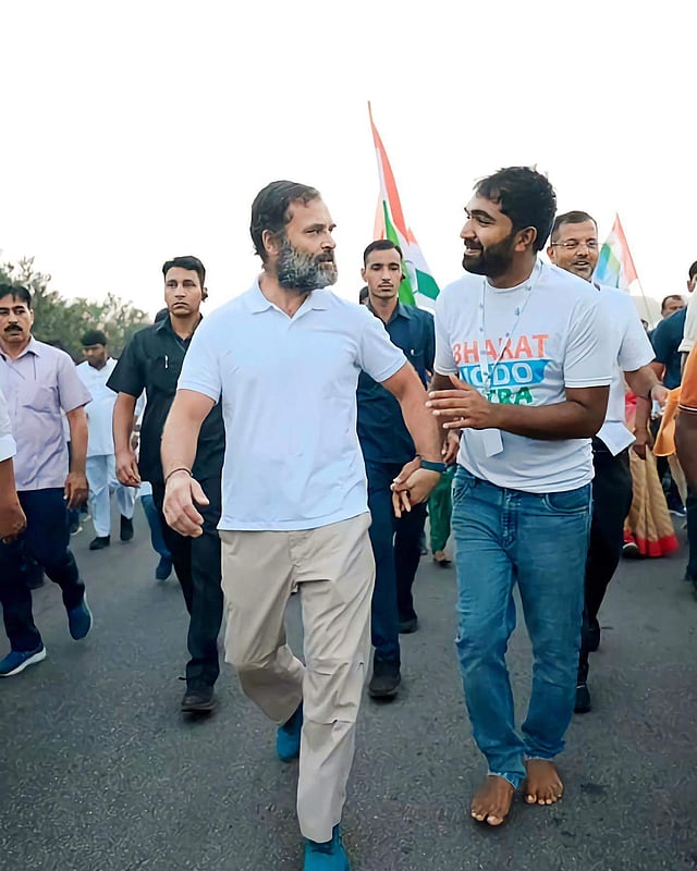ഭാരത് ജോഡോ യാത്രയിൽ രാഹുൽ ഗാന്ധിക്കൊപ്പം ചാണ്ടി ഉമ്മൻ