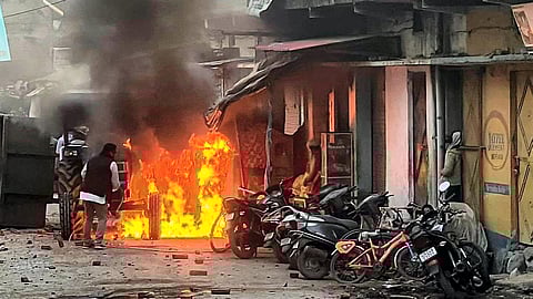 ഹല്‍ദ്വാനിയിലുണ്ടായ സംഘര്‍ഷത്തില്‍ നിന്ന്