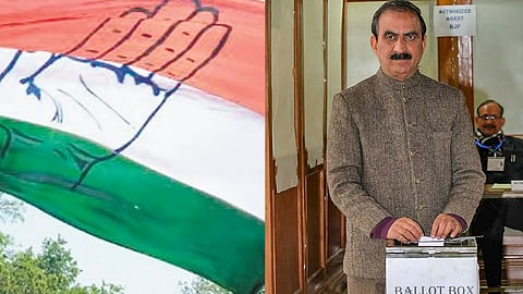 സുഖ് വീന്ദർ സിങ് സുഖു വോട്ട് ചെയ്യുന്ന ദൃശ്യം