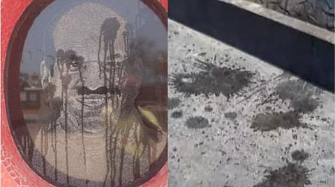 കോടിയേരിയുടെ ചിത്രം വികൃതമാക്കിയ നിലയില്‍  


